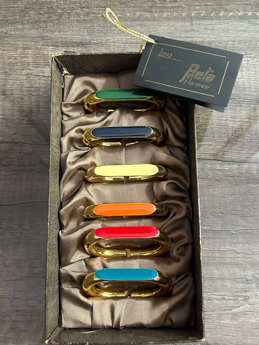 Italian Beta Florence  Brass & Enamel Napkin Holders